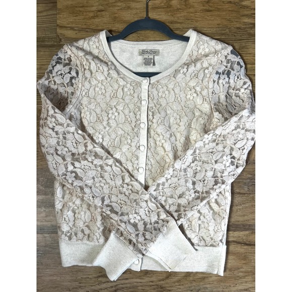 Lucky Brand Sweaters - Lucky Brand Lace Button Up Cardigan Sweater Size Small boho Secretary Dainty